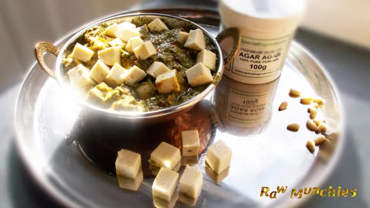 Raw Vegan Palak Curry and Paneer