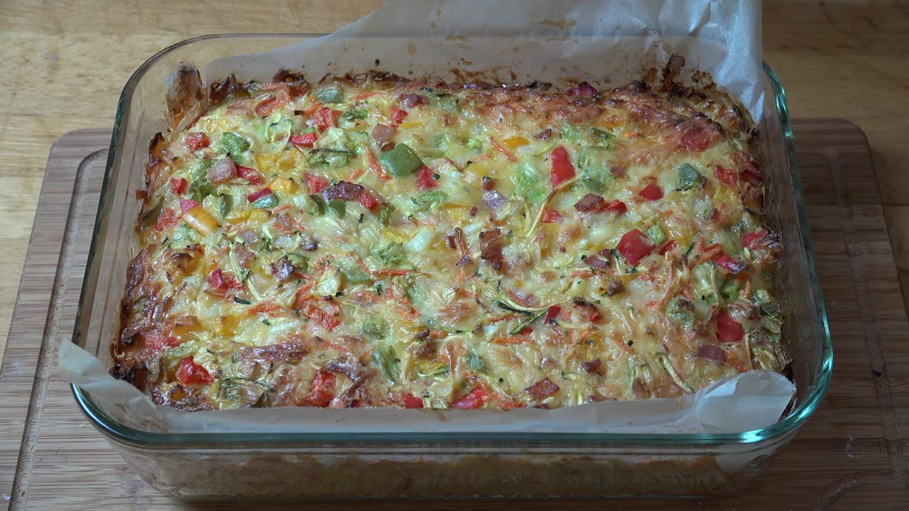 Rainbow Vegetable Egg and Bacon Slice – One Pot Chef Style