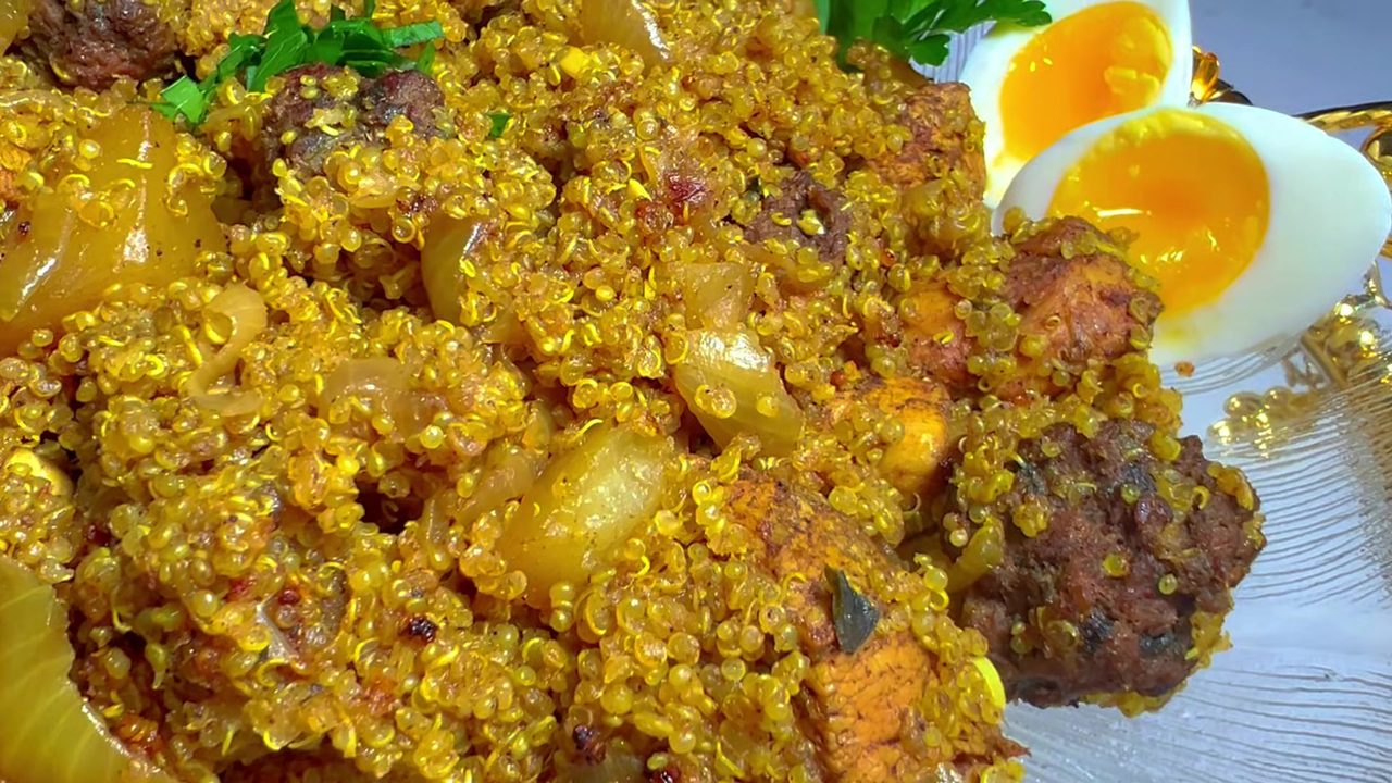 Low-Carb, High-Protein Biryani with Quinoa, Meatballs & Chicken